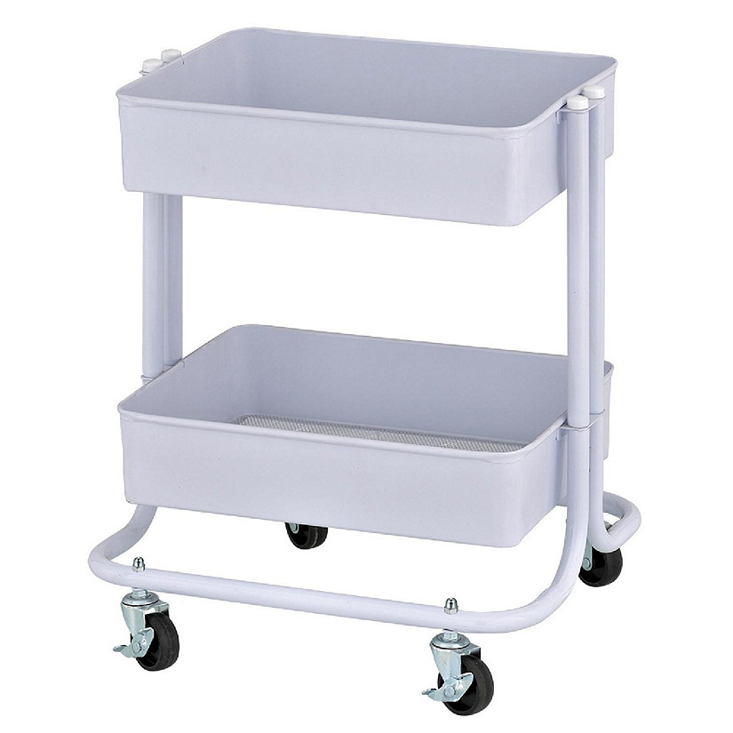 ECR4Kids 2-Tier Rolling Utility Cart, Multipurpose Storage, White Image