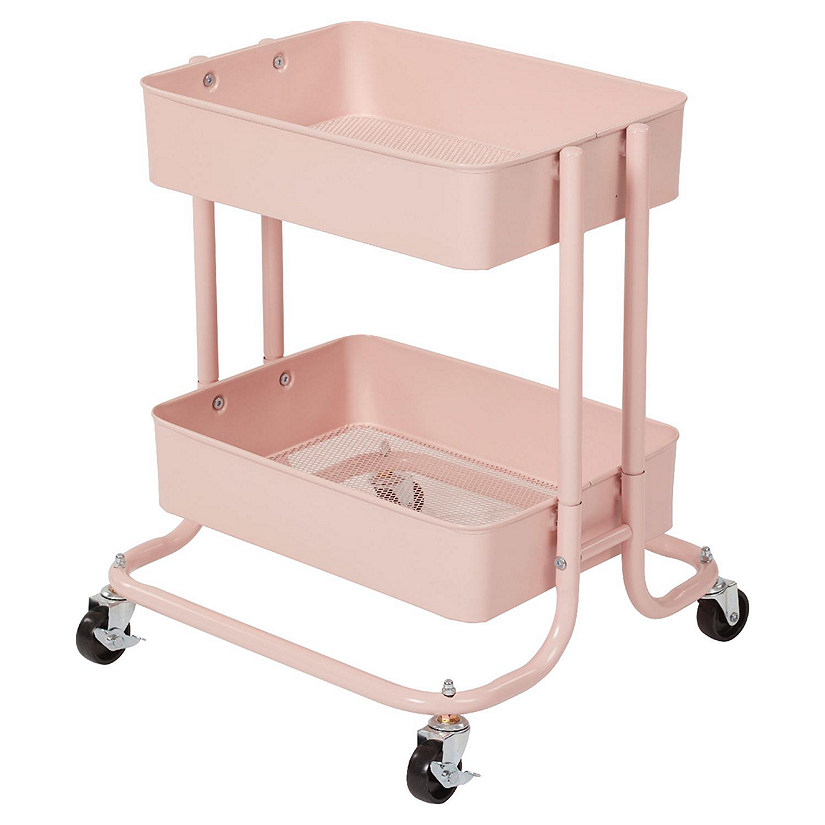 ECR4Kids 2-Tier Rolling Utility Cart, Pink Image