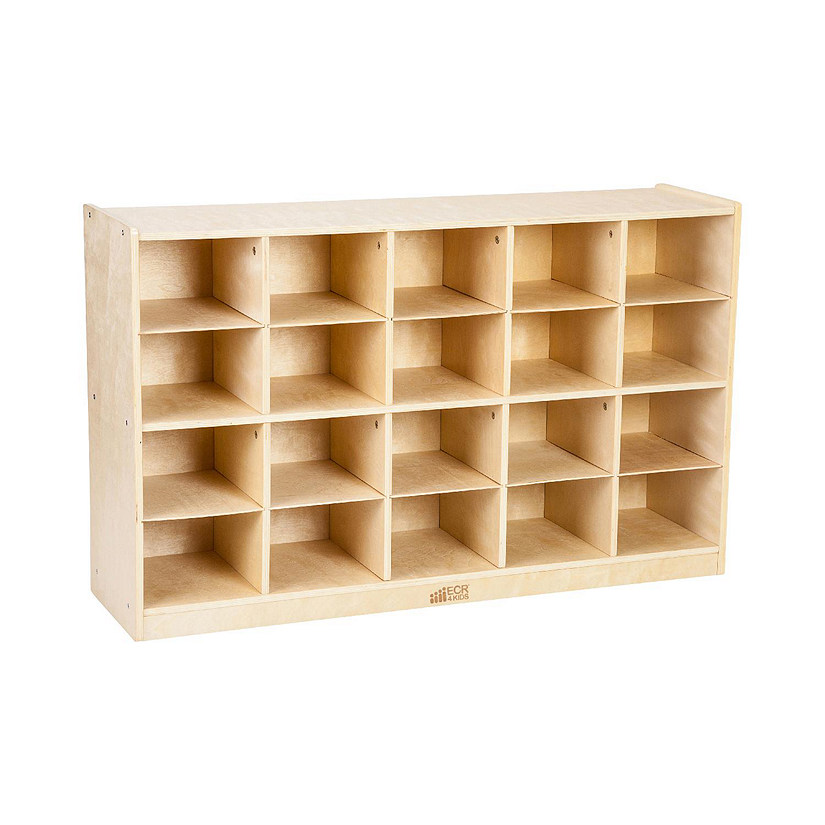 ECR4Kids 20 Cubby Mobile Tray Storage Cabinet, 4x5, Natural Image