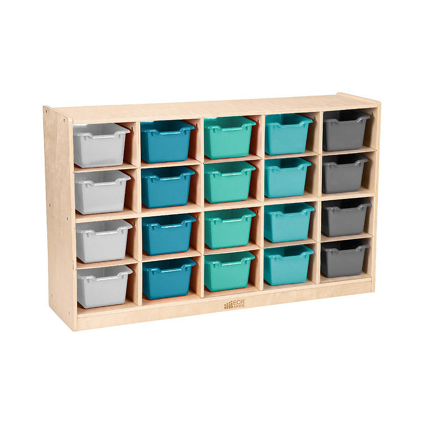 ECR4Kids 20 Cubby Tray Cabinet with Scoop Front Storage Bins, Classroom Furniture, Contemporary, 20-Piece Image