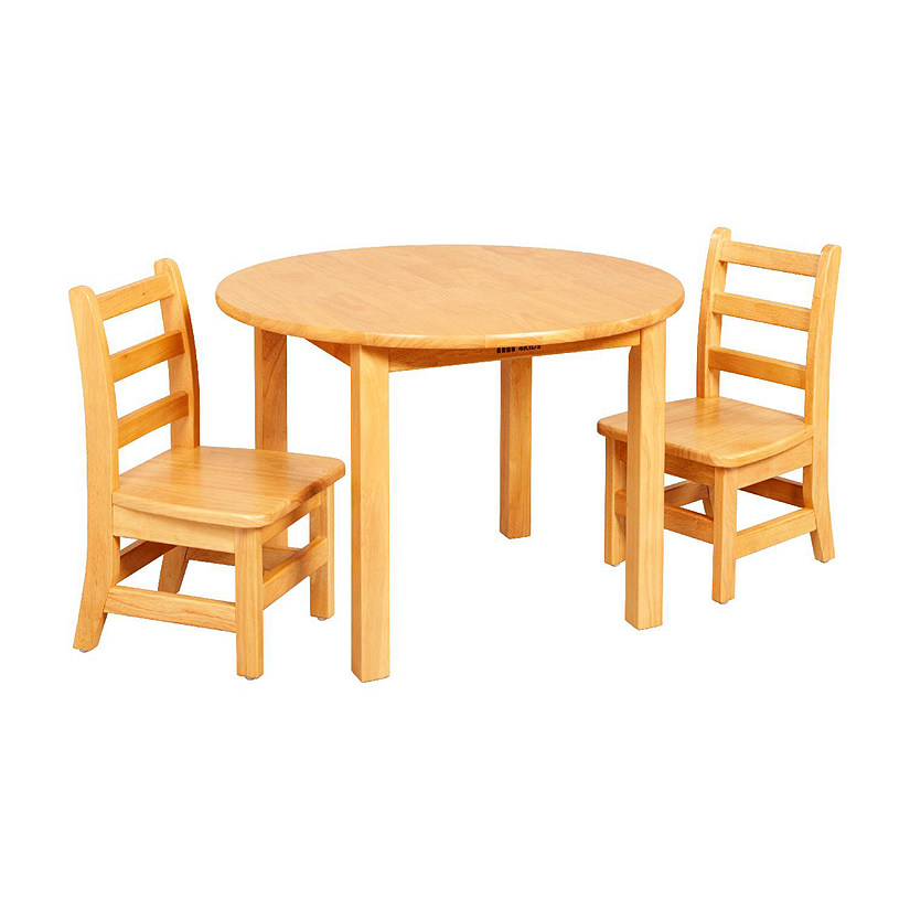 ECR4Kids 30in D Round Hardwood Table with 20in Legs and Two 10in Chairs