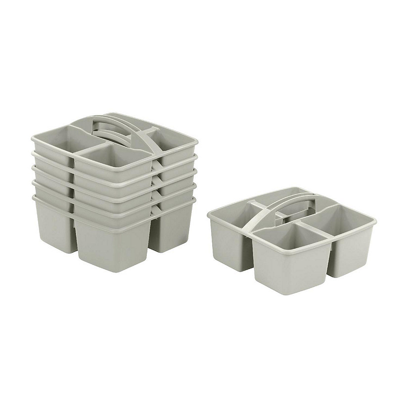ECR4Kids 4-Compartment Medium Caddy, Grey, 6-Pack Image