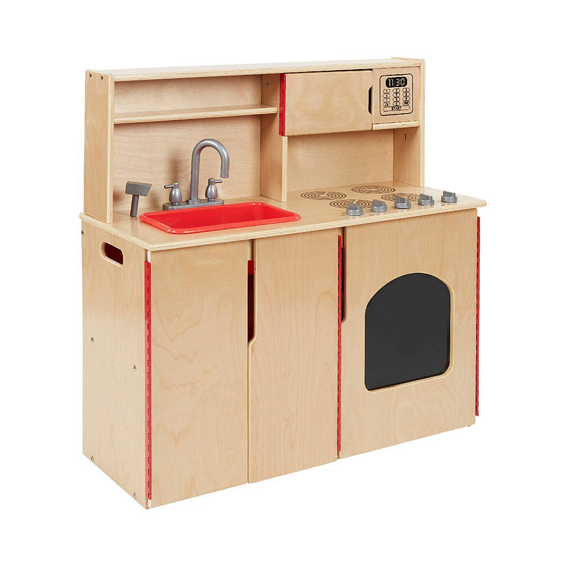 ECR4Kids 4-in-1 Kitchen, Sink, Stove, Oven, Microwave and Storage, Natural Image