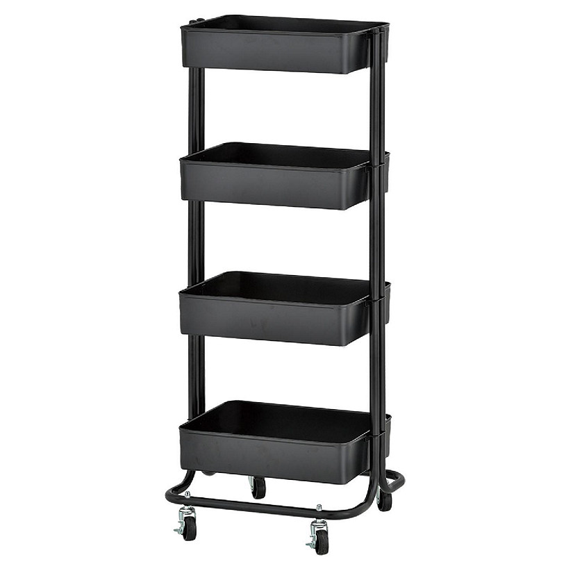 ECR4Kids 4-Tier Metal Rolling Utility Cart, Black Image