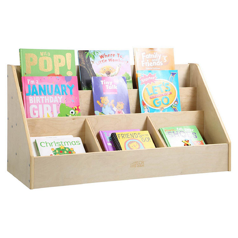ECR4Kids 5-Compartment Easy to Reach Book Display, Classroom Storage, Natural Image