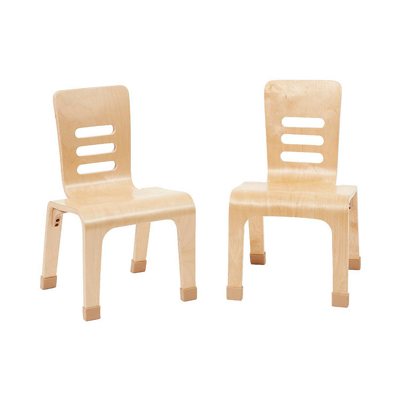 ECR4Kids Bentwood Chair, 12in Seat Height, Stackable Seats, Natural, 2-Pack Image