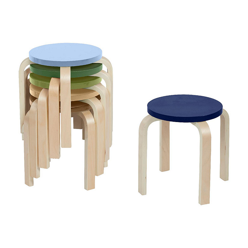 ECR4Kids Bentwood Stackable Stools, Earthtone, 6-Piece Image