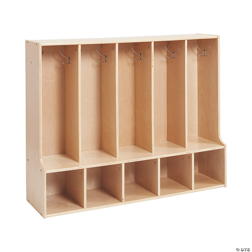 ECR4Kids Birch Streamline 5Section Toddler Coat Locker with Bench