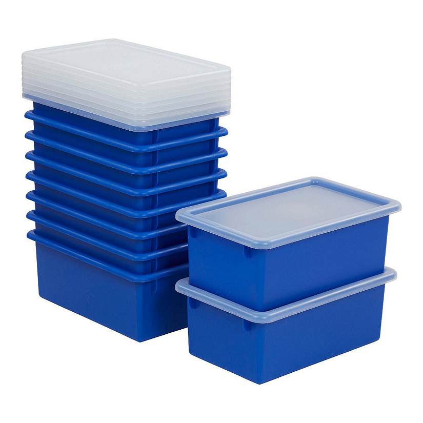 ECR4Kids Cubby Storage Bin with Lid, Blue, 10-Piece Image