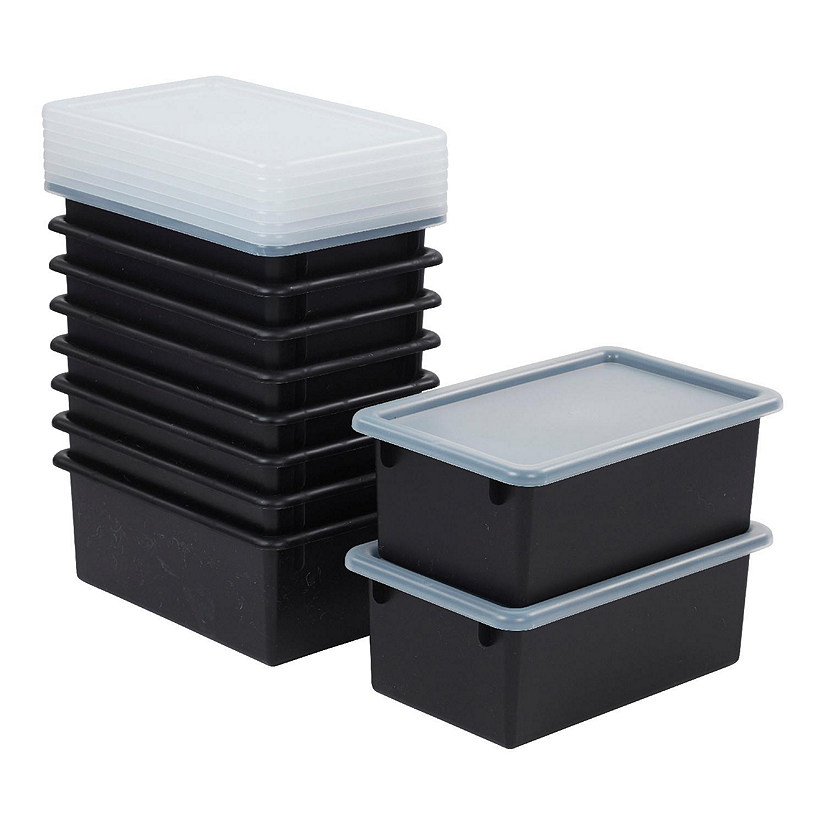 ECR4Kids Cubby Storage Bin with Lid, Multipurpose Organization, Black, 10-Piece Image