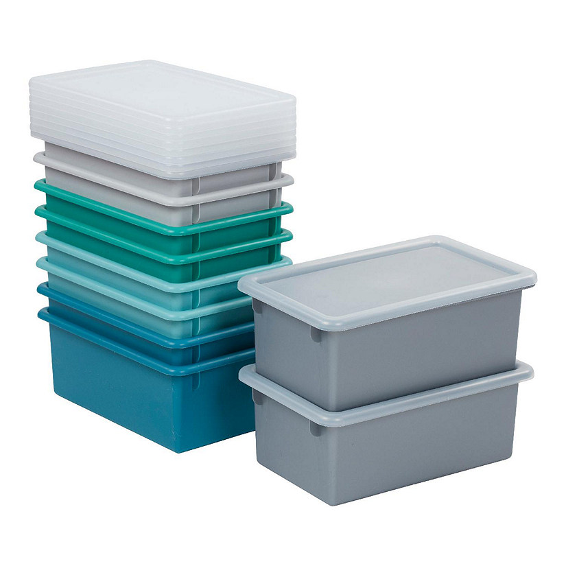ECR4Kids Cubby Storage Bin with Lid, Multipurpose Organization, Contemporary, 10-Piece Image
