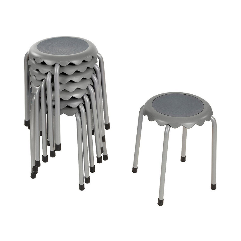 ECR4Kids Daisy Stackable Stool Set, Flexible Seating, Grey, 8-Piece Image