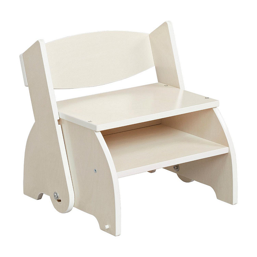 ECR4Kids Flip-Flop Step Stool and Chair, Kids Furniture, White Wash Image
