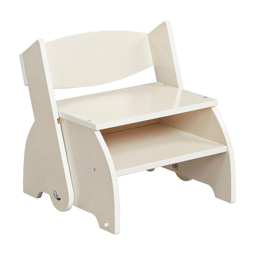 ECR4Kids Flip-Flop Step Stool and Chair, White Wash Image