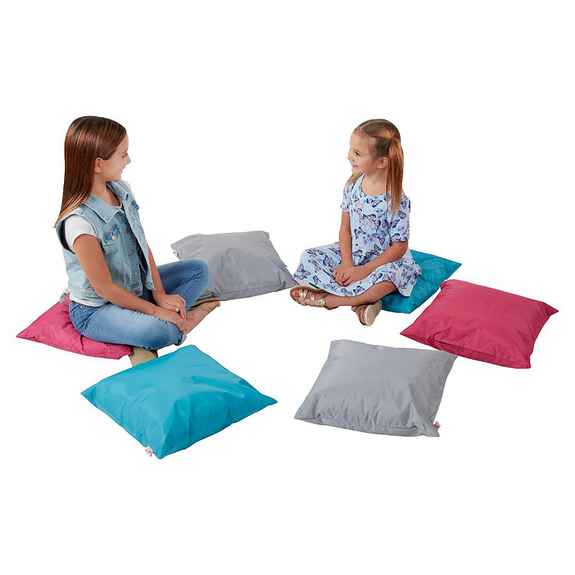ECR4Kids Floor Pillow Set, 17in, Assorted, 6-Piece Image