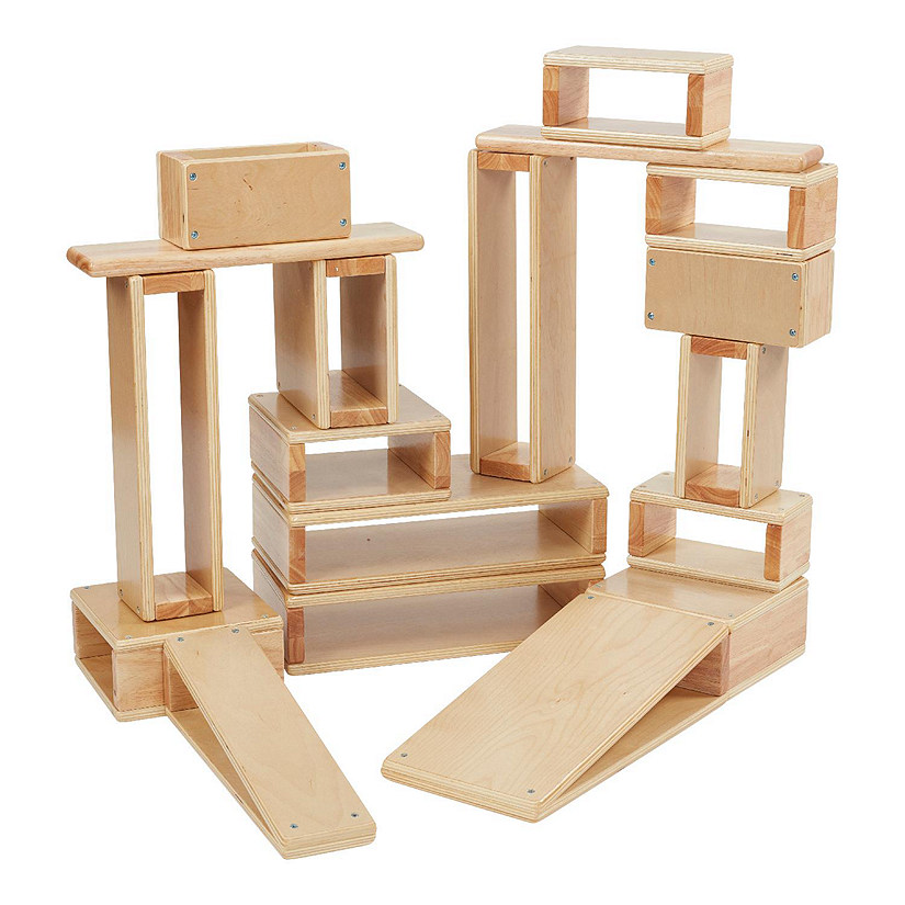 ECR4Kids Hollow Block Set, Wooden Toys, Natural, 18-Piece Image
