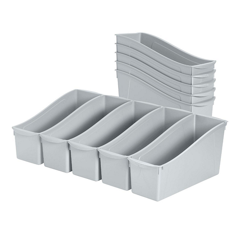 ECR4Kids Linking Book Bin, Light Grey, 10-Piece Image