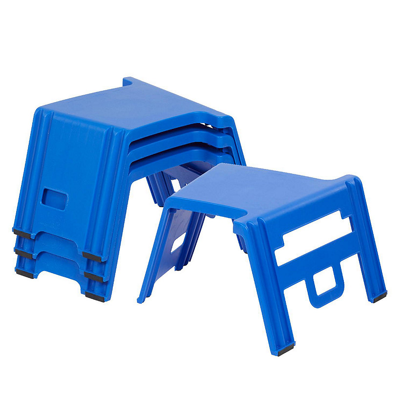 ECR4Kids Linking Stool Set, Flexible Seating, Blue, 4-Piece Image