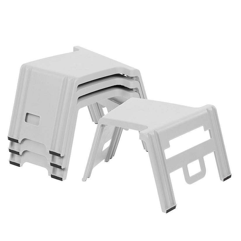ECR4Kids Linking Stool Set, Flexible Seating, Light Grey, 4-Piece Image