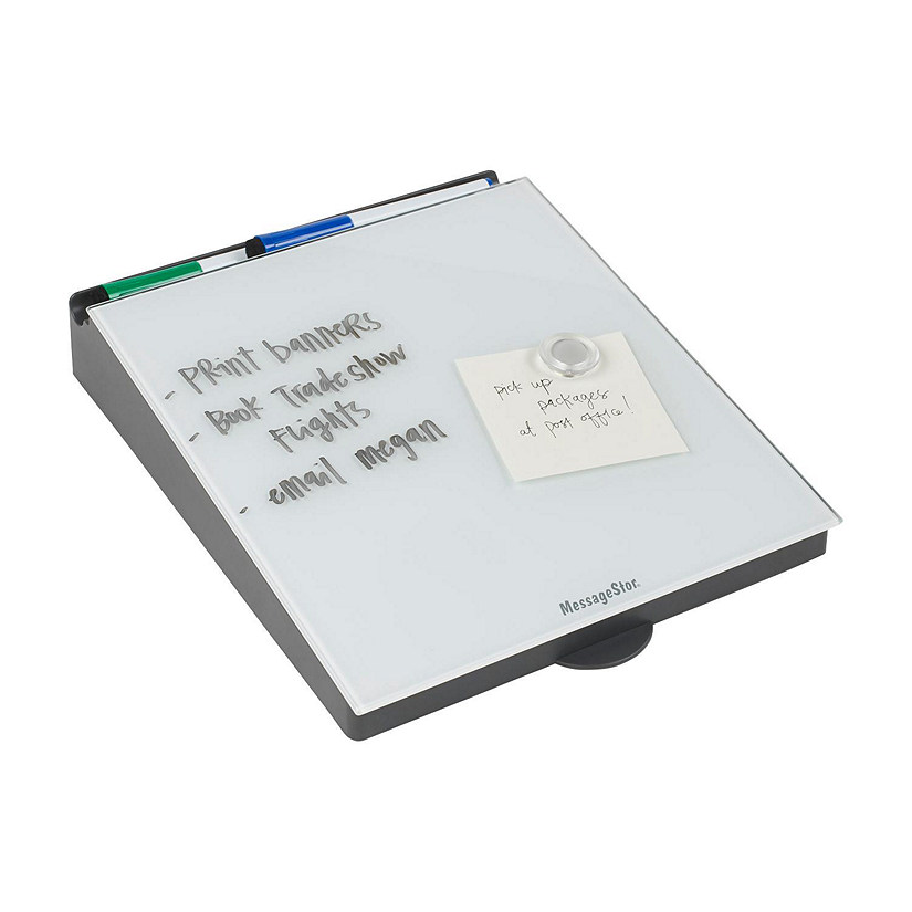 ECR4Kids MessageStor Dry-Erase Glass Board Memo Station, White Image