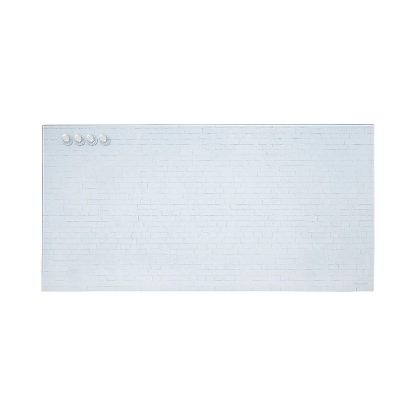 ECR4Kids MessageStor Magnetic Dry-Erase Glass Board with Magnets, 18in x 36in, White Brick Image