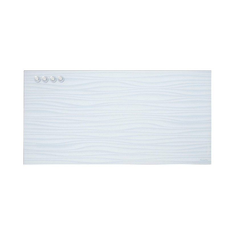 ECR4Kids MessageStor Magnetic Dry-Erase Glass Board with Magnets, 18in x 36in, White Waves Image