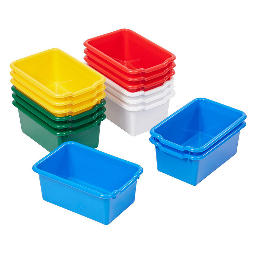 ECR4Kids Scoop Front Storage Bin, Multipurpose Organization, Assorted, 15-Piece Image