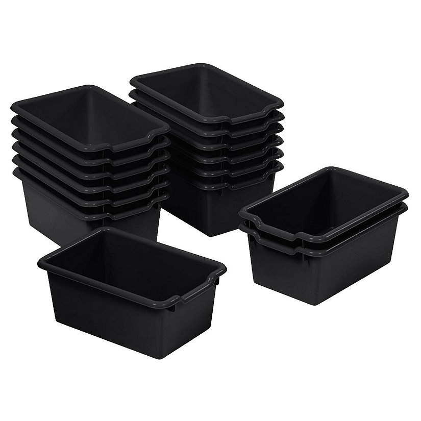 ECR4Kids Scoop Front Storage Bin, Multipurpose Organization, Black, 15-Piece Image