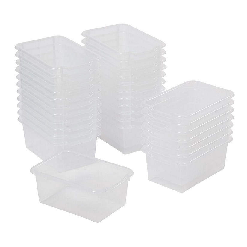 ECR4Kids Scoop Front Storage Bin, Multipurpose Organization, Clear, 30-Piece Image