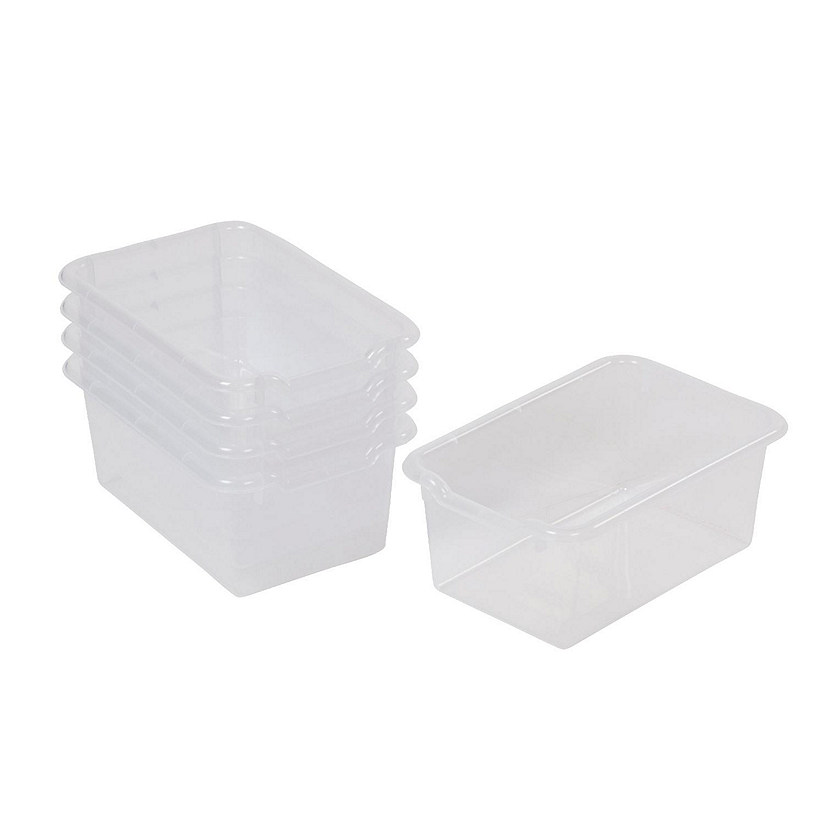 ECR4Kids Scoop Front Storage Bin, Multipurpose Organization, Clear, 5-Piece Image