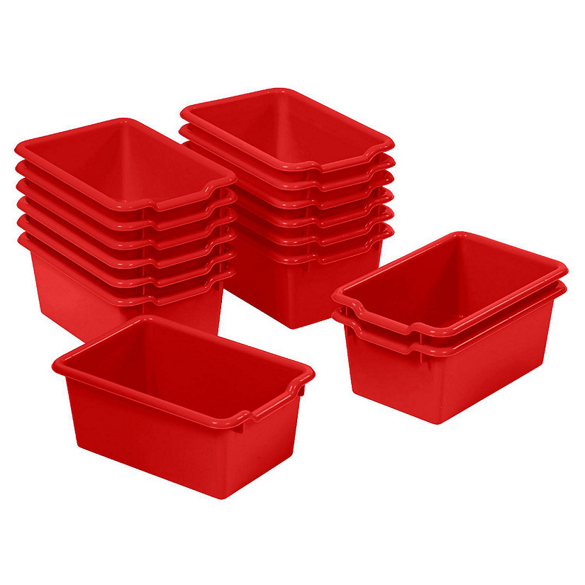 ECR4Kids Scoop Front Storage Bin, Multipurpose Organization, Red, 15-Piece Image