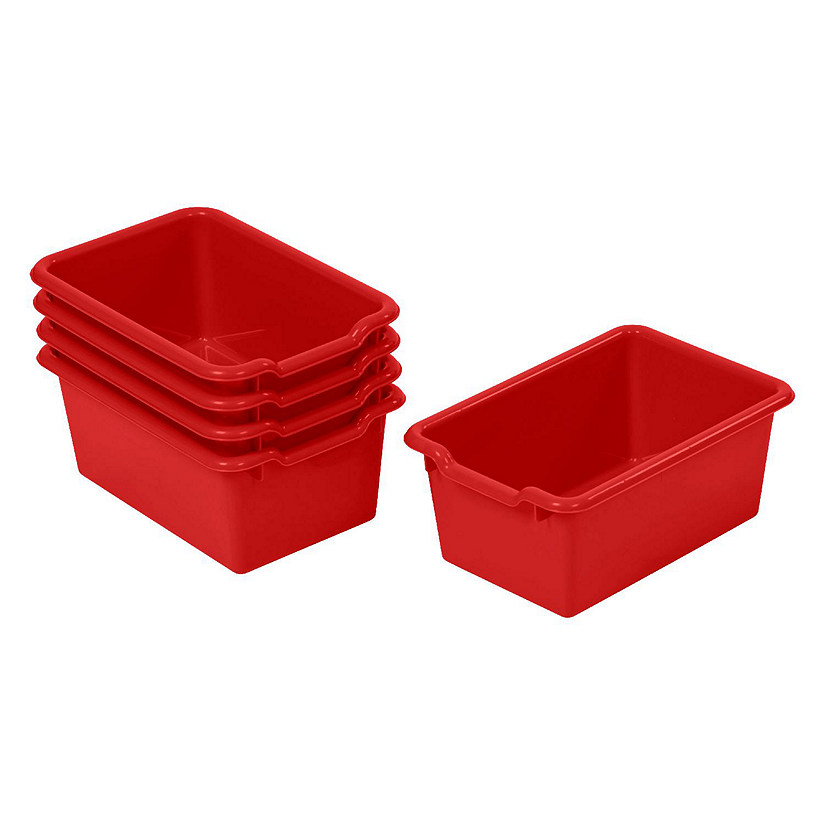 ECR4Kids Scoop Front Storage Bin, Multipurpose Organization, Red, 5-Piece Image