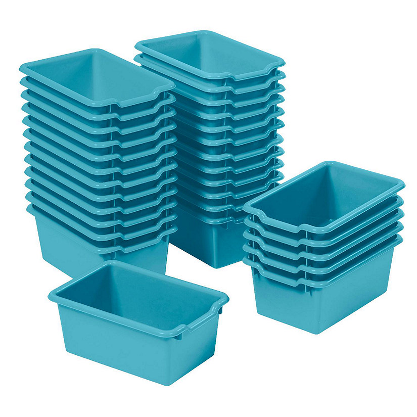 ECR4Kids Scoop Front Storage Bin, Multipurpose Organization, Turquoise, 30-Piece Image