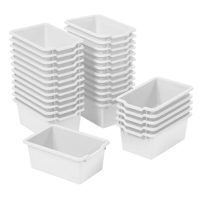 ECR4Kids Scoop Front Storage Bin, Multipurpose Organization, White, 30-Piece Image