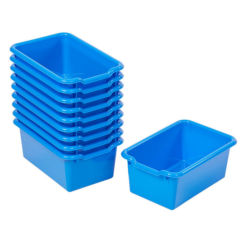 ECR4Kids Scoop Front Storage Bins, Multipurpose Organization, Blue, 10-Piece Image