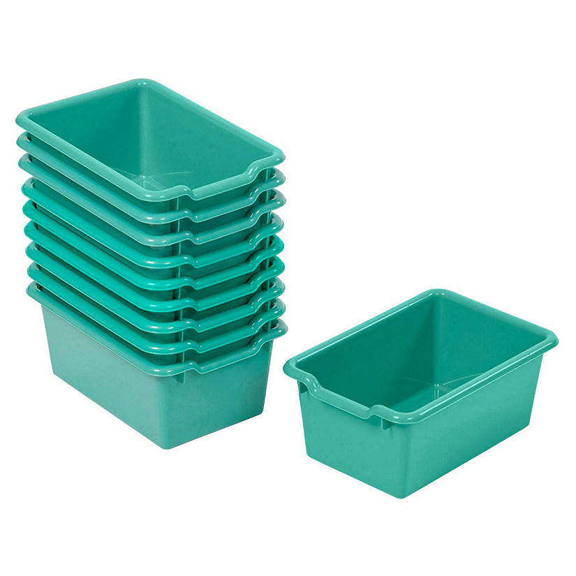 ECR4Kids Scoop Front Storage Bins, Multipurpose Organization, Emerald, 10-Piece Image