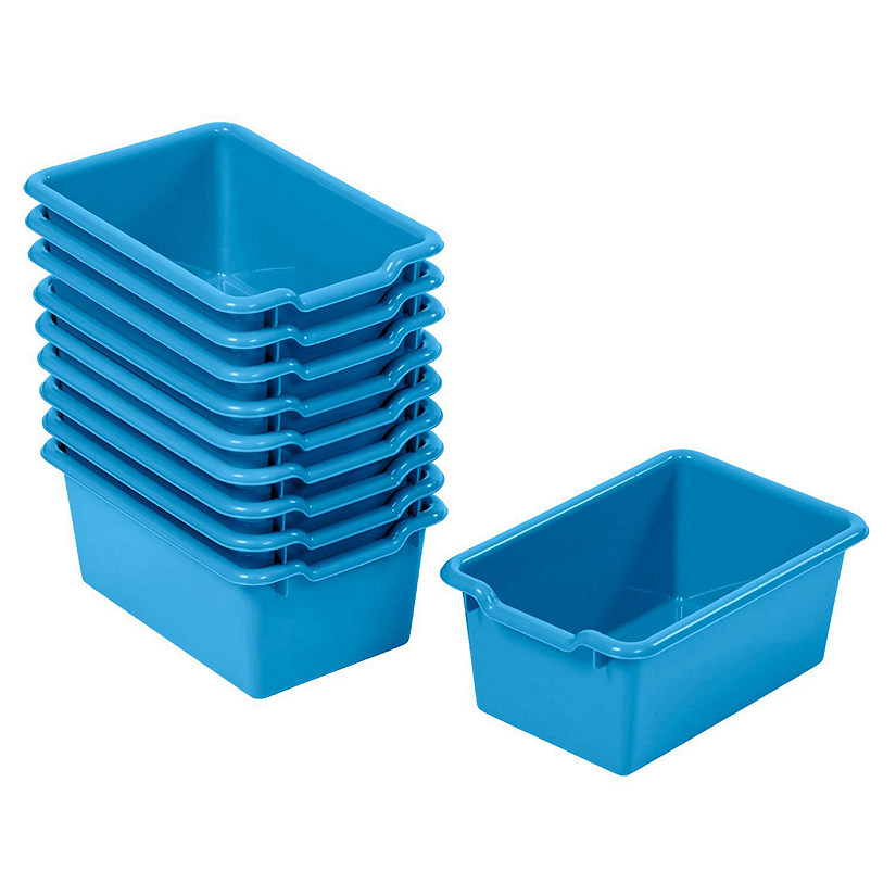 ECR4Kids Scoop Front Storage Bins, Multipurpose Organization, French Blue, 10-Piece Image
