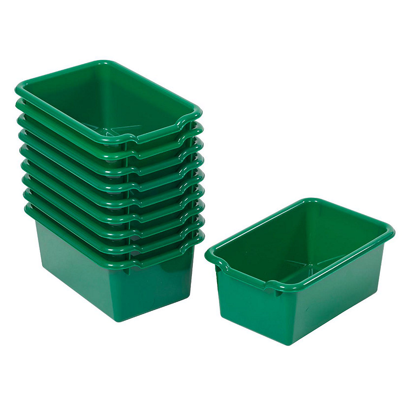 ECR4Kids Scoop Front Storage Bins, Multipurpose Organization, Green, 10-Piece Image