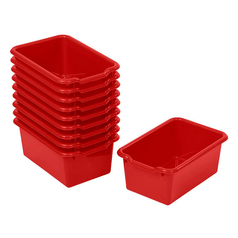 ECR4Kids Scoop Front Storage Bins, Multipurpose Organization, Red, 10-Piece Image