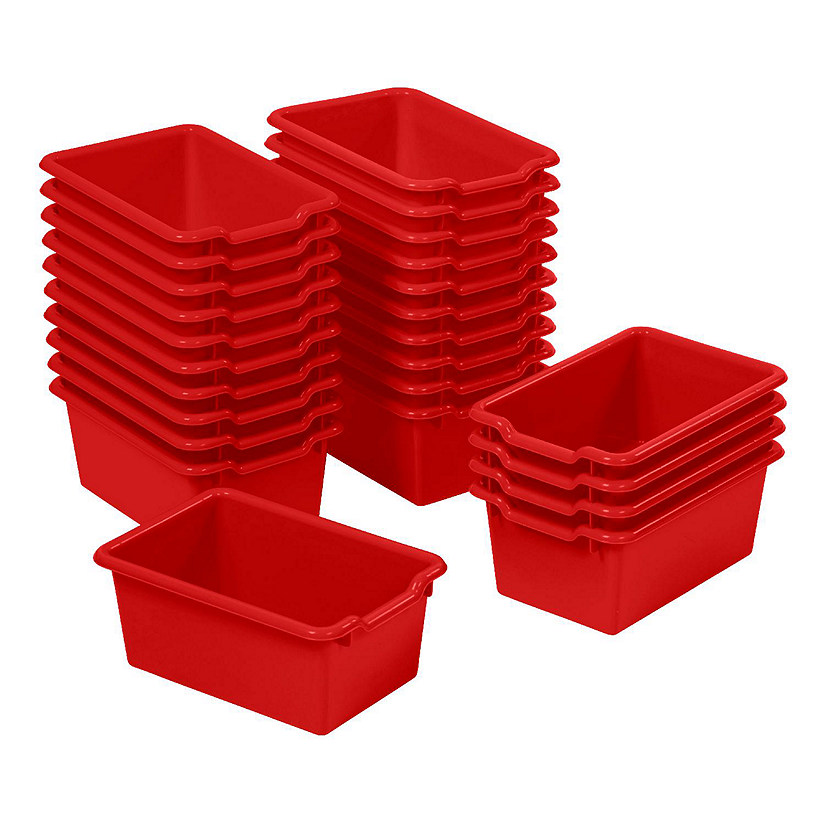 ECR4Kids Scoop Front Storage Bins, Multipurpose Organization, Red, 25-Piece Image