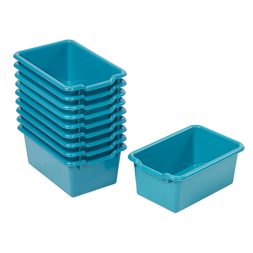 ECR4Kids Scoop Front Storage Bins, Multipurpose Organization, Turquoise, 10-Piece Image