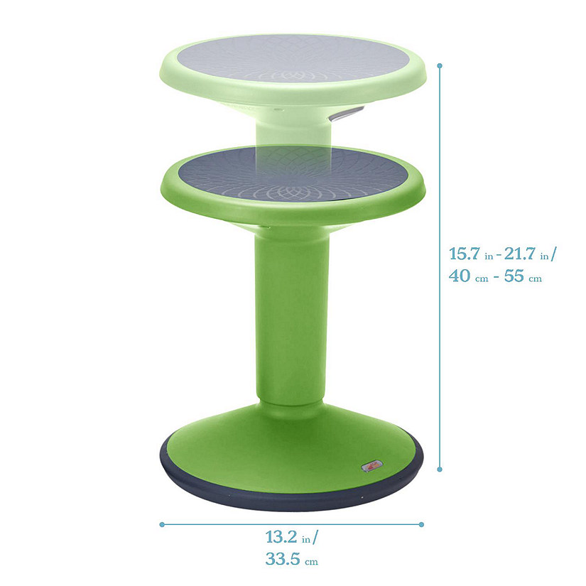 ECR4Kids SitWell Wobble Stool, Adjustable Height, Active Seating, Grassy Green Image