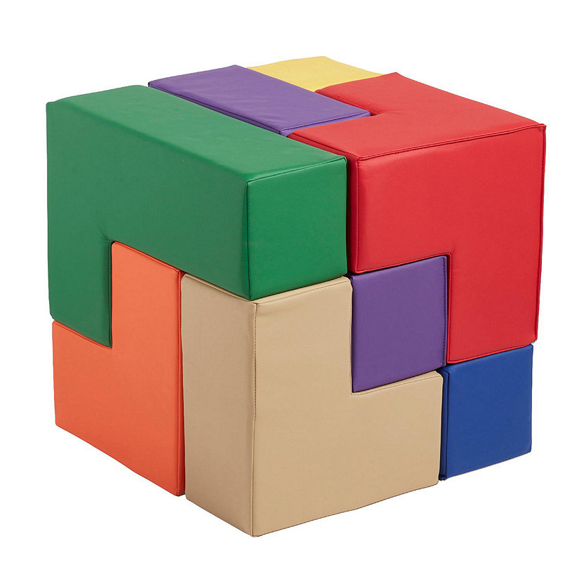 ECR4Kids SoftZone Brainy Building Blocks, Foam Puzzle, Assorted, 7-Piece Image