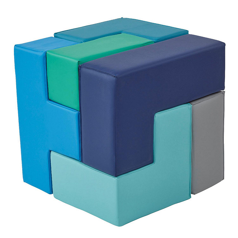 ECR4Kids SoftZone Brainy Building Blocks, Foam Puzzle, Contemporary, 7-Piece Image