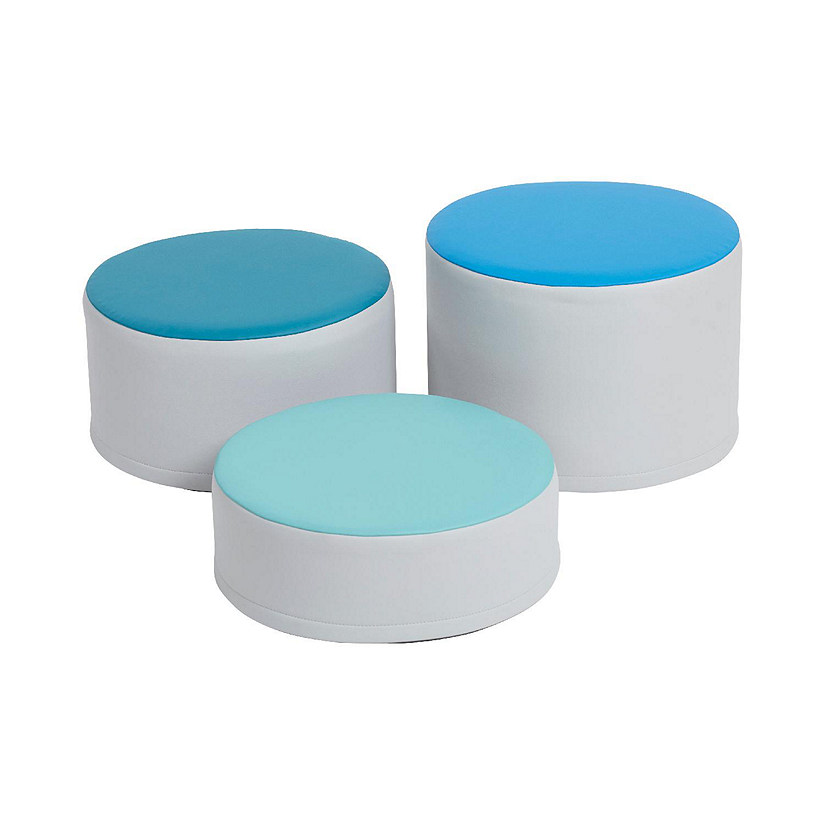 ECR4Kids SoftZone Colorful Stump Stool Set, Contemporary, 3-Piece Image