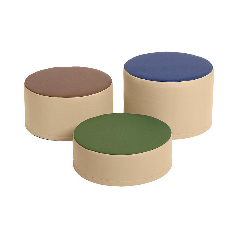 ECR4Kids SoftZone Colorful Stump Stool Set, Flexible Seating, Earthtone, 3-Piece Image
