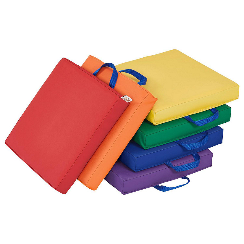 ECR4Kids SoftZone Floor Cushions, Square, Flexible Seating, Assorted, 6-Piece Image