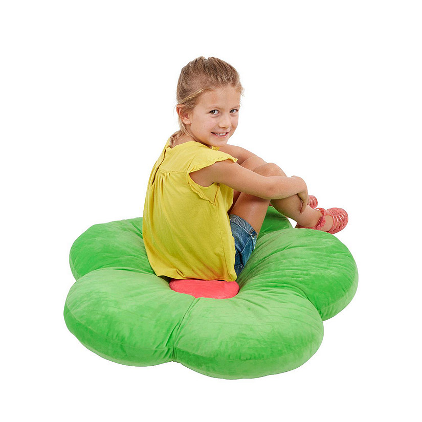 ECR4Kids SoftZone Flower Floor Pillow, Bright Green Image