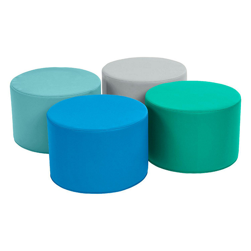 ECR4Kids SoftZone Foam Ottoman Set, Round, Contemporary, 4-Piece Image