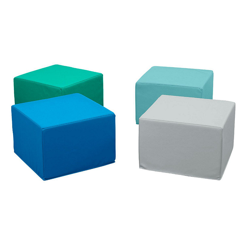 ECR4Kids SoftZone Foam Ottoman Set, Square, Flexible Seating, Contemporary, 4-Piece Image